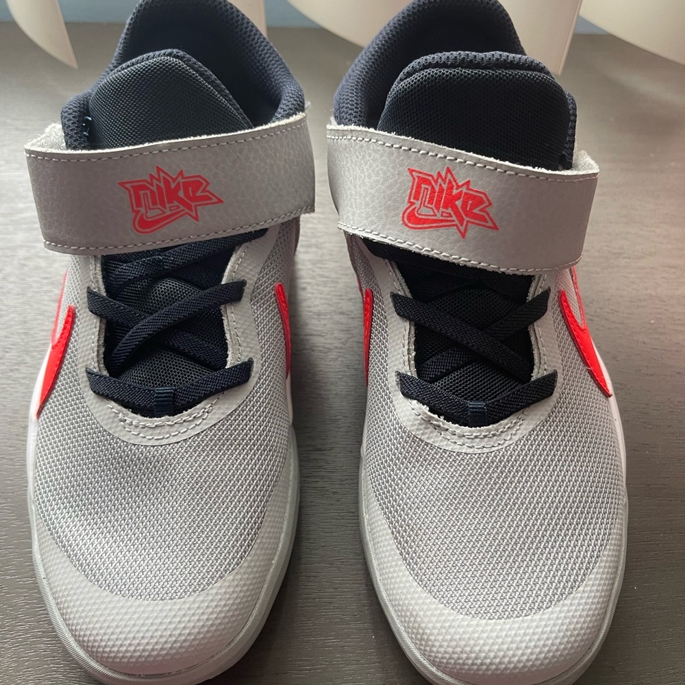 Nike Gray and Red Sneakers with Velcro Strap